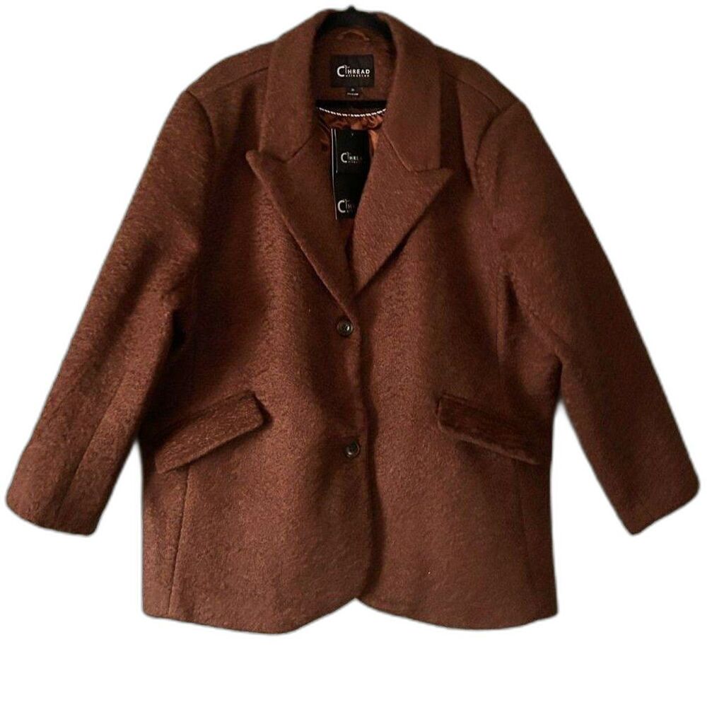 NWT Thread Collective women's lined brown winter coat 2 button front pockets 3xl